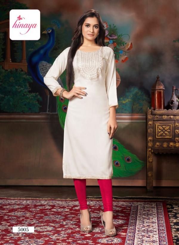 Hinaya Kareena 5 Rayon Fancy Wear Embroidery Kurti Collection